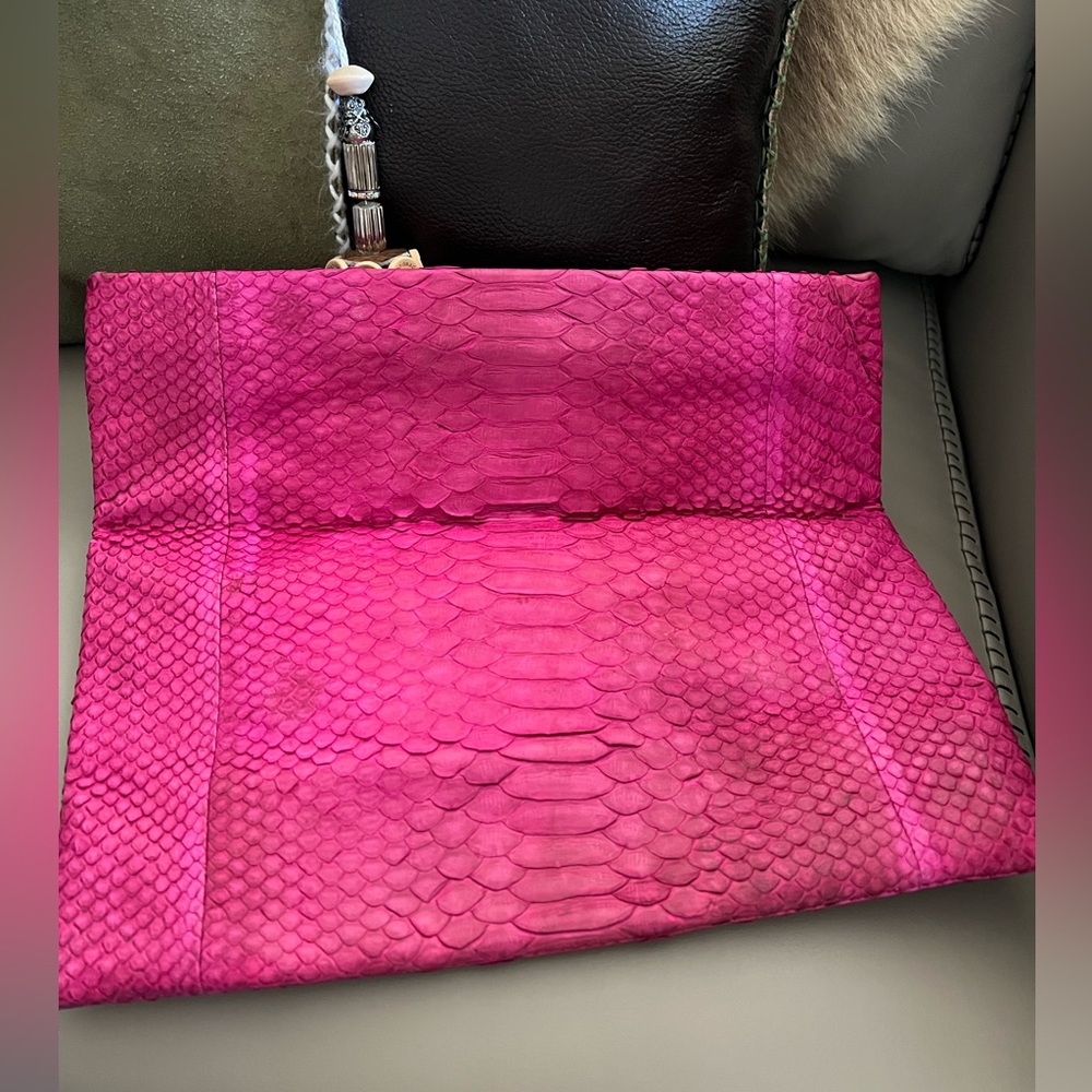 Real Python Skin Clutch – Pink Statement Piece - Picture 5 of 10